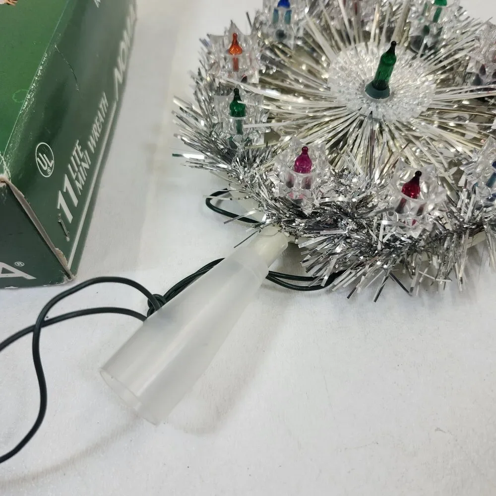 Noma 11 Lite Mini Wreath Multicolor Christmas Tree Topper Works Original Box VTG